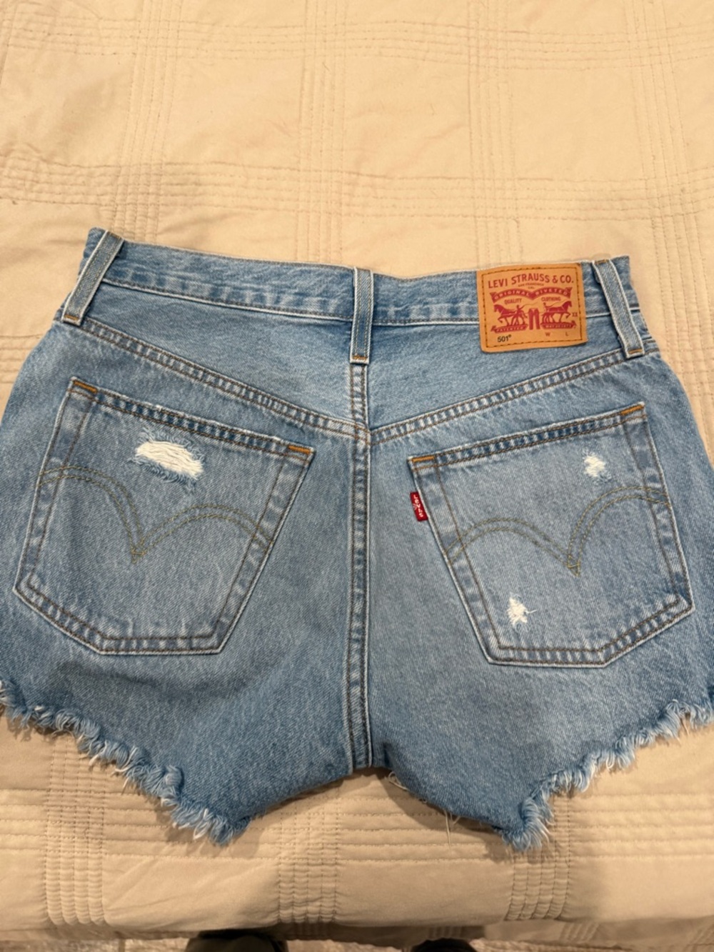 Levi's Light Blue Distressed Denim Cutoff Shorts